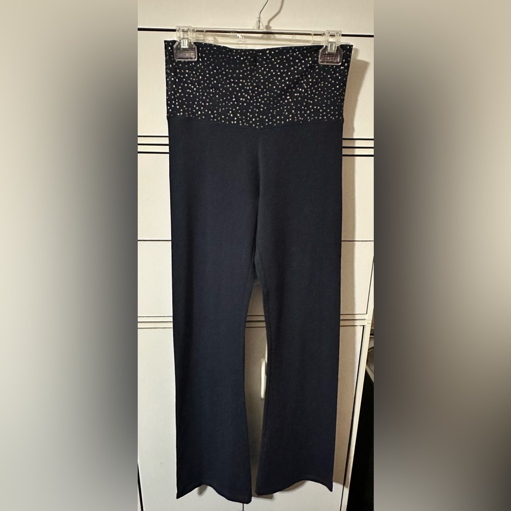 Victoria's Secret navy blue Boot Cut yoga pants with Gold Dots